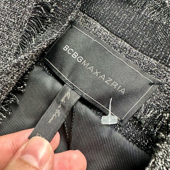 BCBGMaxAzria NWT Women's XXS Aubree Black & Gray Open Front Jacket Lined Fringe - Picture 4 of 11